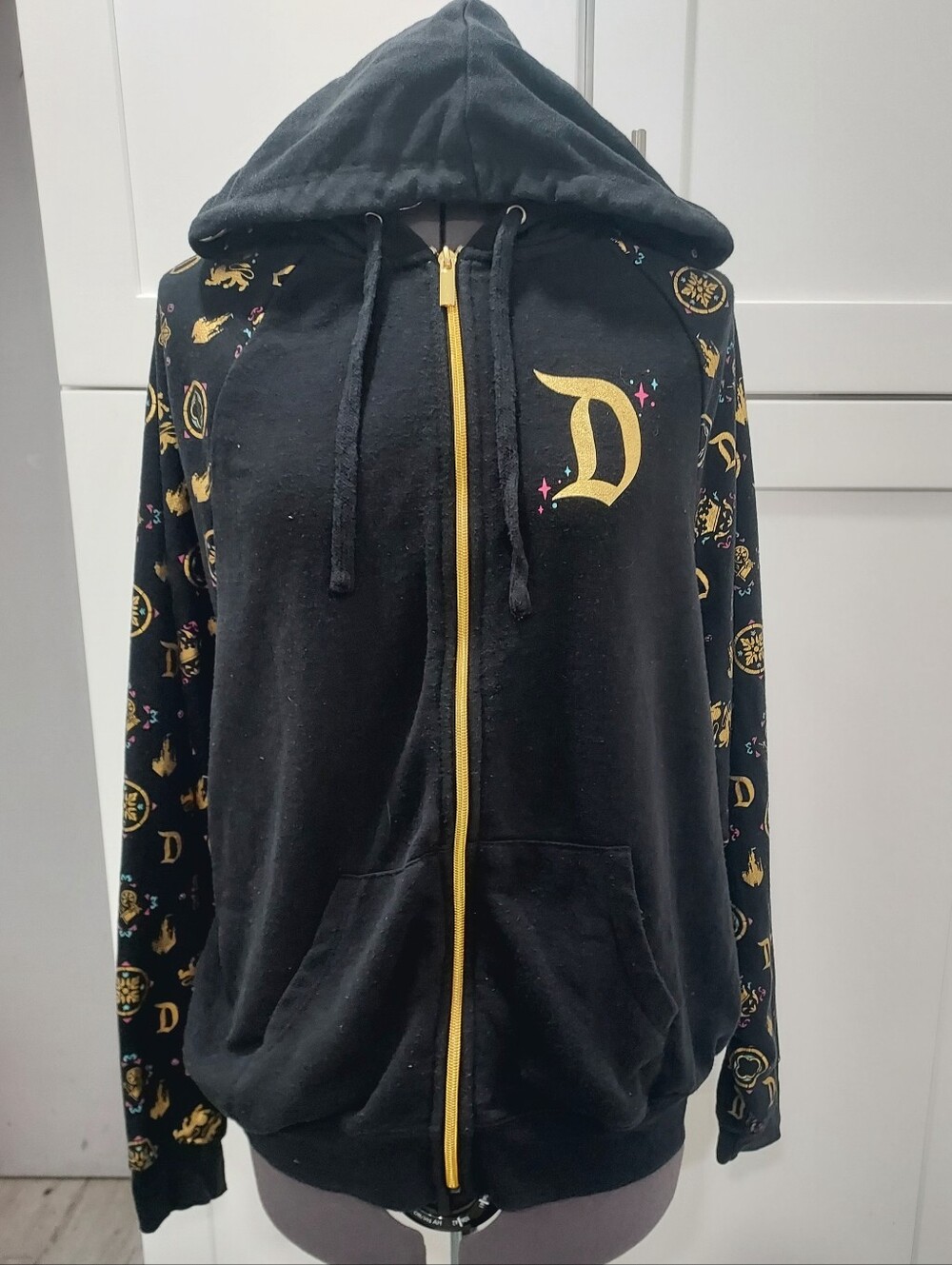 Disney 2022 Official Black Ptincess Hoodie Jacket with Gold Accents